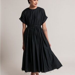 Black Crane Pleated Dress in Black M